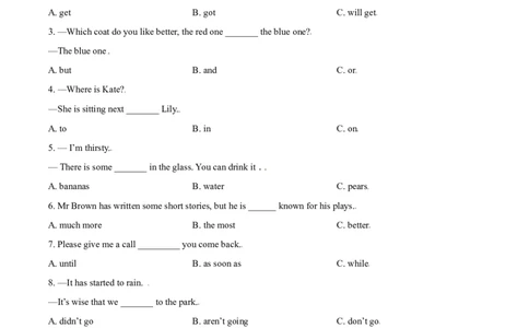 2018年广西柳州市中考英语试题（空白卷）_中考真题_3.英语中考真题2015-2024年_地区卷_广西省_柳州中考英语10-22