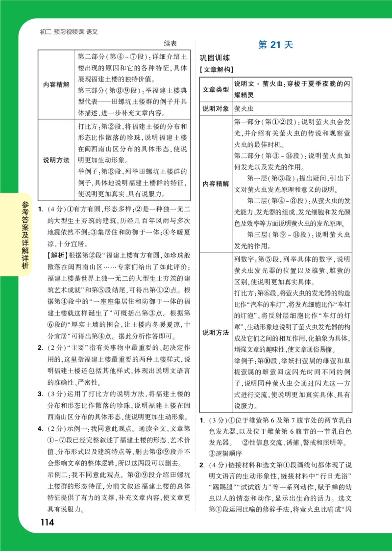 精答P114_2026万唯系列预习复习_2025版《万唯初中预习视频课》789年级上册多版本_2025版万唯初二预习视频课语文人教版上册_视频_第21天_答案详解详析_答案详解详析