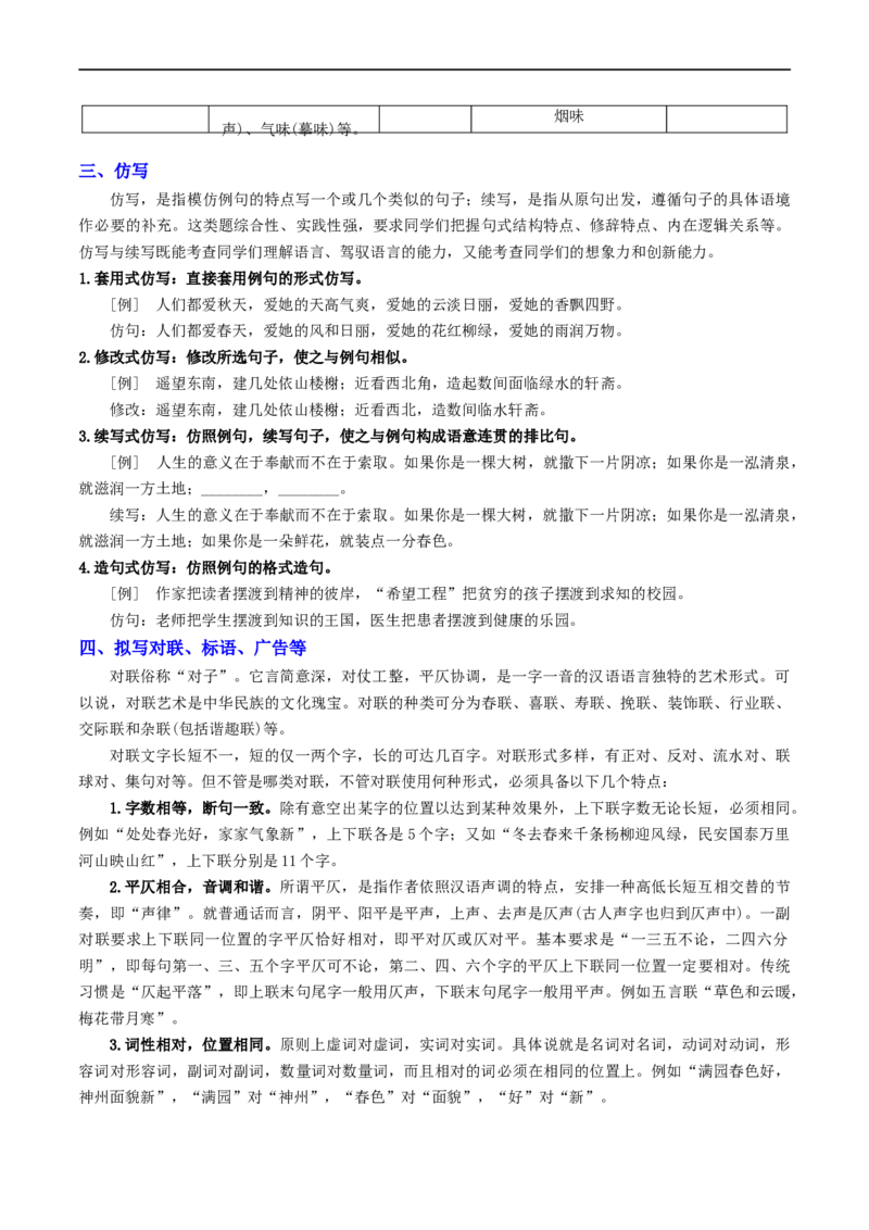考点5修辞、仿写与对联（重难讲义）（全国通用）（解析版）_120中考语文全套复习_中考语文复习总复习_一轮复习资料_完2024年中考语文一轮复习讲义练习（全国通用）