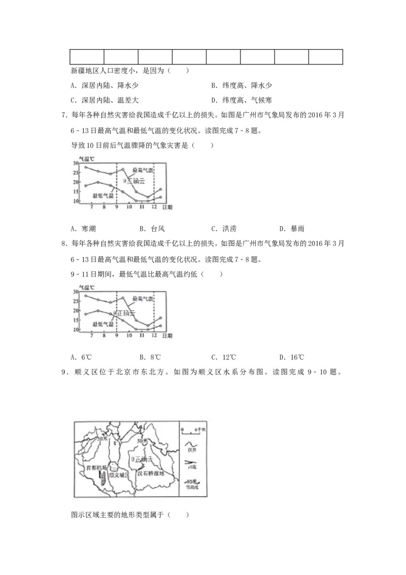 2019年四川省绵阳市中考地理试卷及答案_中考真题_9.地理中考真题2015-2024年_地区卷_四川省_四川绵阳地理18-20
