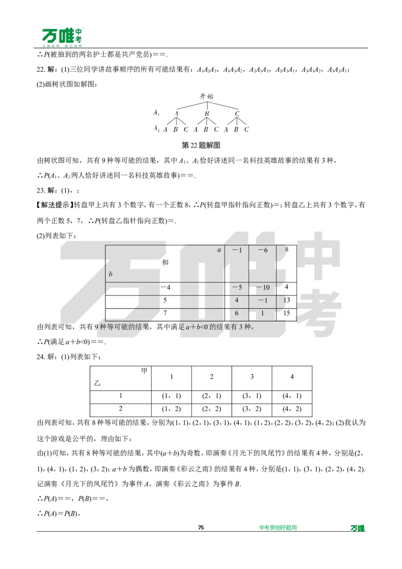中考精选1000题真题分类第3期圆、概率（九年级上册）1031doc_2026万唯系列预习复习_备战2025中考真题1000题精选分类1-20期