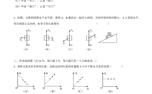 2012年高考物理试卷（上海）（空白卷）_1.高考2025全国各省真题+答案_01.2008-2024全国高考真题（按省份分类）_31.上海_2008-2024&middot;（上海）物理高考真题