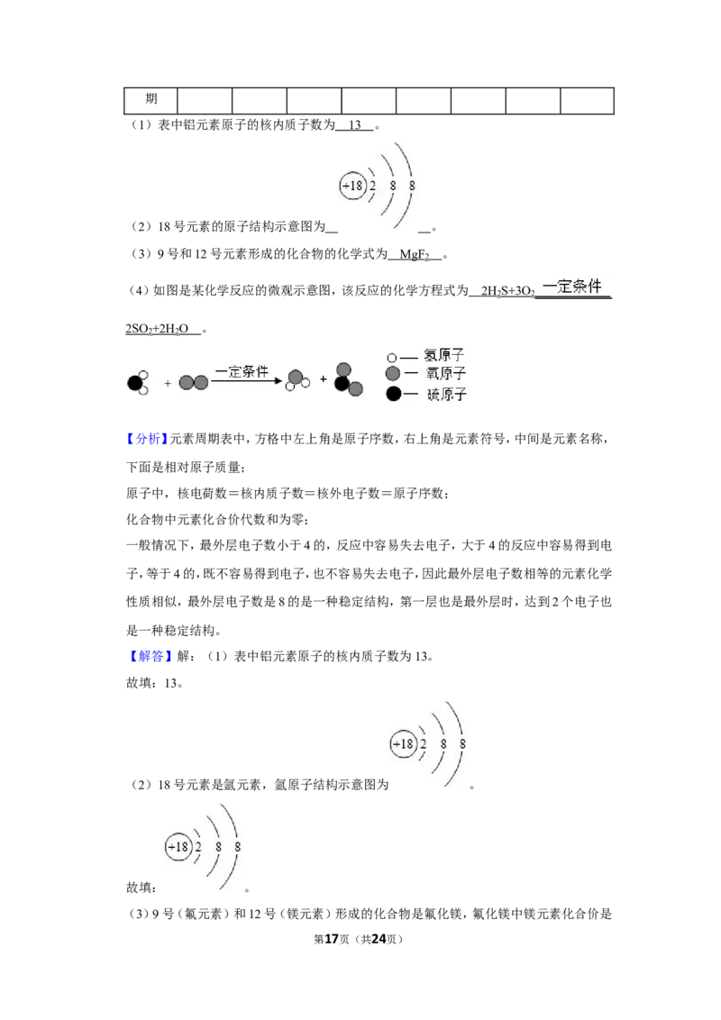2019年四川省自贡市中考化学试卷（含解析版）_中考真题_5.化学中考真题2015-2024年_地区卷_四川省_四川自贡中考化学12-22缺20