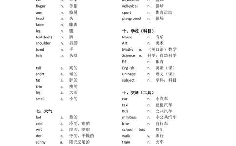 小学一年级到三年级英语单词分类整理_三年级上下册资料_小学三年级学习资料-25年更新版_3-06、小学三年级英语下册_3-6-1、知识点、测试卷、电子书_通用