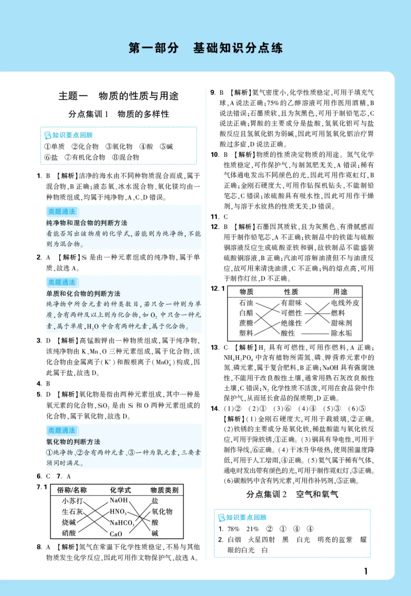 主题一全解全析_2026万唯系列预习复习_2026版初中《万唯中考真题》分类与新考法（化学地理）_化学