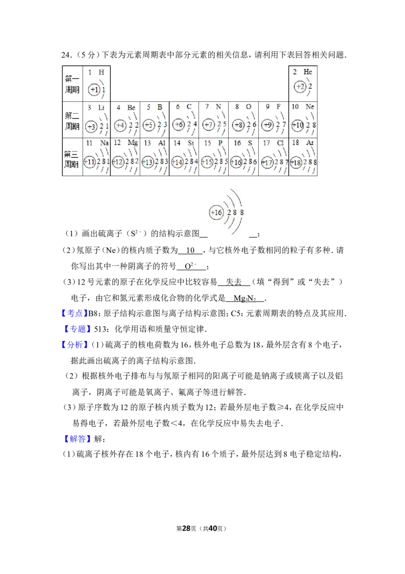 2017年湖南省湘潭市中考化学试卷（含解析版）_中考真题_5.化学中考真题2015-2024年_地区卷_湖南省_湘潭化学12-22