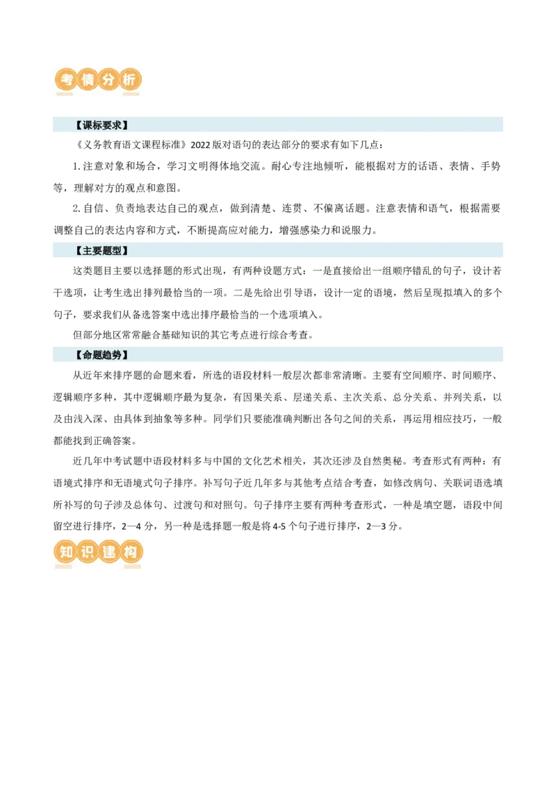 专题04句子排序与衔接（讲练）（全国通用）（解析版）_120中考语文全套复习_中考语文复习总复习_二轮复习资料_完2024年中考语文二轮复习课件+讲义+练习（全国通用）_配套讲练