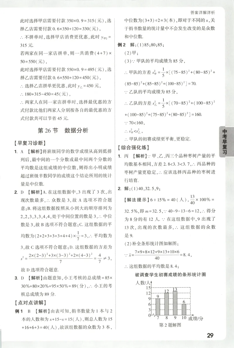 答案_2026万唯系列预习复习_2026版初中《万唯早复习》中考数学