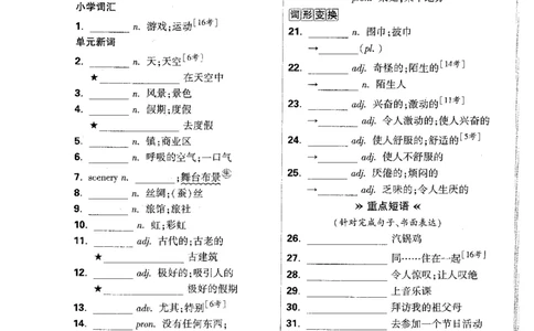 词汇默写与检测-八英上_2026万唯系列预习复习_2026版初中《万唯情景题》与中考新考法8年级上册（英语）