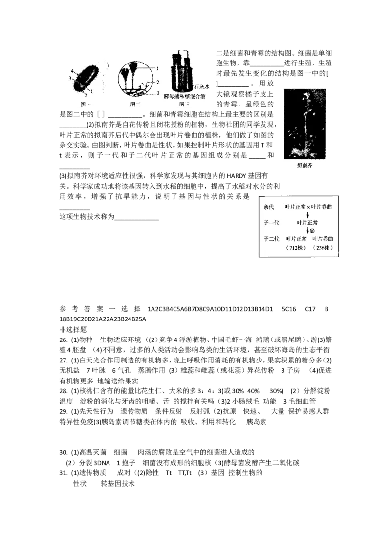 2018烟台市中考生物试题及答案(word版)_中考真题_8.生物中考真题2015-2024年_地区卷_山东省_烟台中考生物08-22