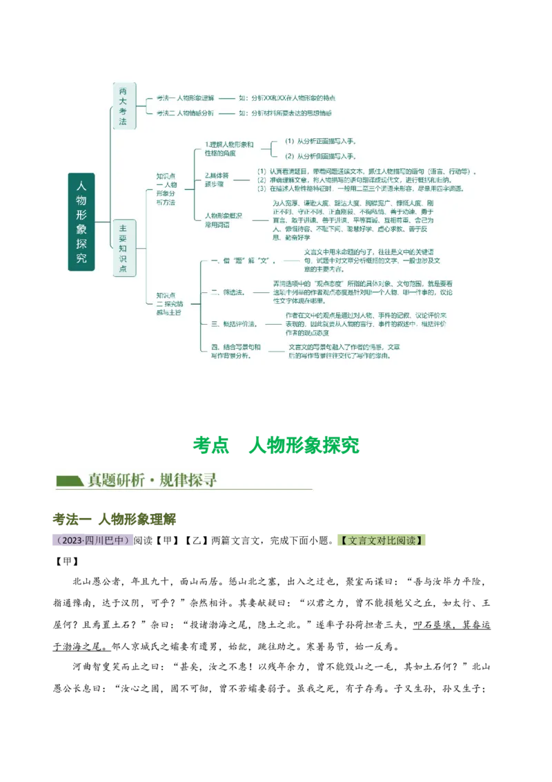 专题13人物形象探究（讲练）（全国通用）（解析版）_120中考语文全套复习_中考语文复习总复习_二轮复习资料_完2024年中考语文二轮复习课件+讲义+练习（全国通用）_配套讲练