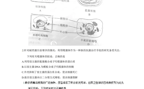 2012年高考生物试卷（重庆）（空白卷）_1.高考2025全国各省真题+答案_01.2008-2024全国高考真题（按省份分类）_23.重庆_2012-2024&middot;（重庆）生物高考真题