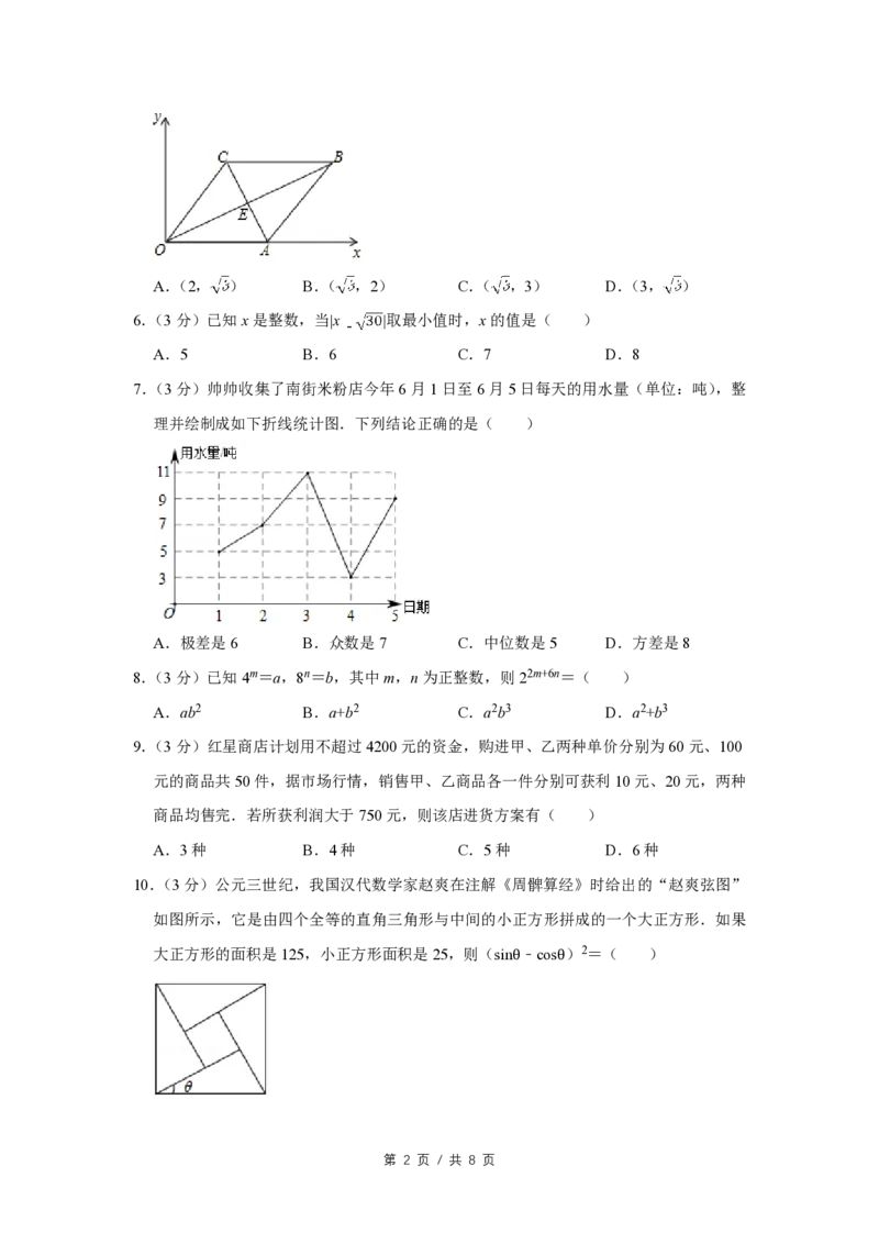 2019年四川省绵阳市中考数学试卷（学生版）_中考真题_2.数学中考真题2015-2024年_地区卷_四川省_四川绵阳数学07-22_绵阳数学07-21_四川省绵阳卷中考数学pdf(赠送)