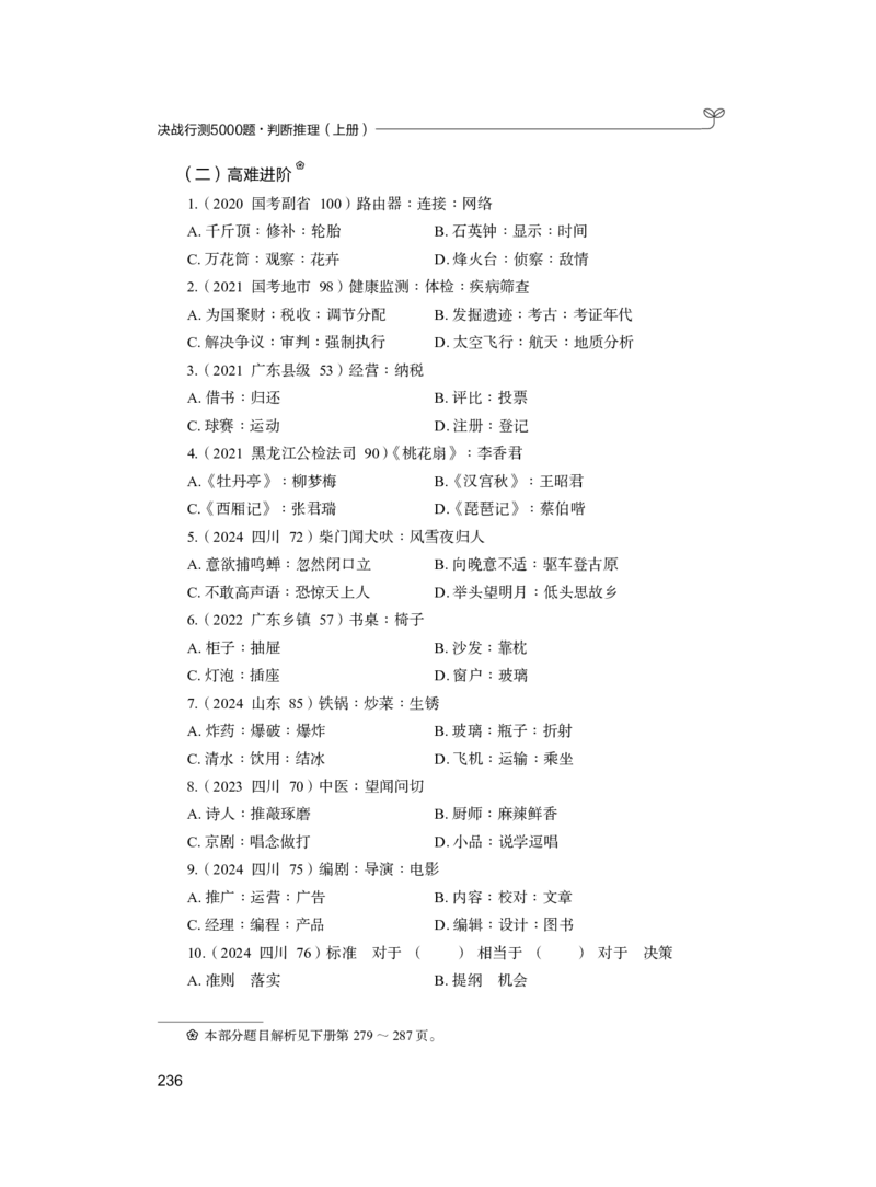 公务员考试辅导用书&middot;决战行测5000题（判断推理）（上册）2025版_26吉林考备考资料包_11省考刷题包_04决战行测5000题_行测5000题2024年6月版次