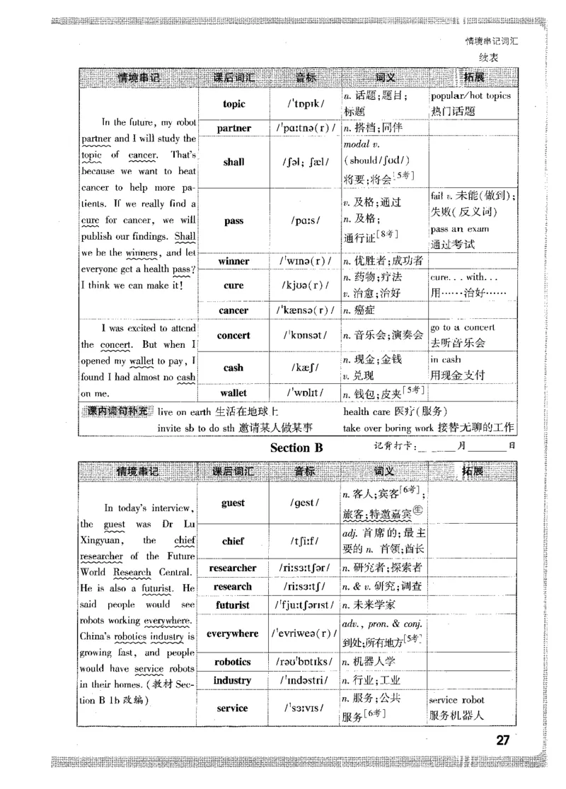 情景串记词汇-八英上_2026万唯系列预习复习_2026版初中《万唯情景题》与中考新考法8年级上册（英语）