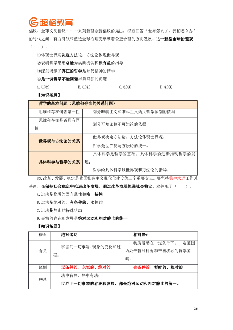 知识点背诵版政治理论考前100题_2026考公资料_（05）超格_行测申论2025超格合集(行测&申论&政治理论)_政治理论2025超哥政治理论200题+100题CG