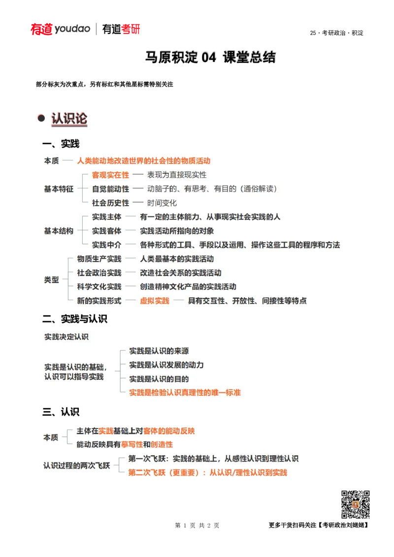 25新马原积淀04课堂总结_2026考公资料_（49）政治理论合集_政治理论合集_2025考研政治_04.米鹏_02.积淀_02.积淀马原考点必修刘亚男_04.马原积淀04实践与认识及其发展规律