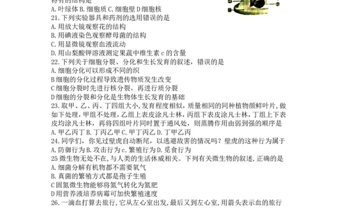 2018年枣庄市中考生物试题及答案_中考真题_8.生物中考真题2015-2024年_地区卷_山东省_枣庄生物10-22缺20