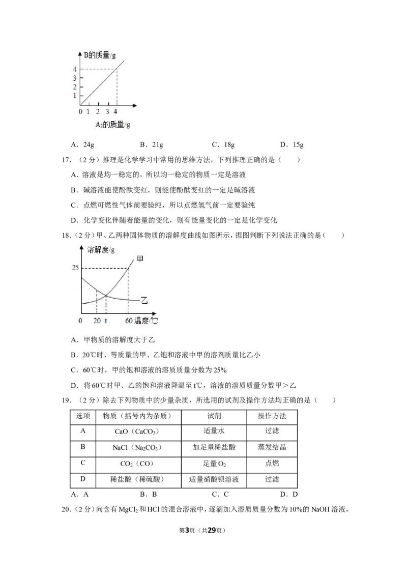 2018年湖南省湘潭市中考化学试卷（含解析版）_中考真题_5.化学中考真题2015-2024年_地区卷_湖南省_湘潭化学12-22