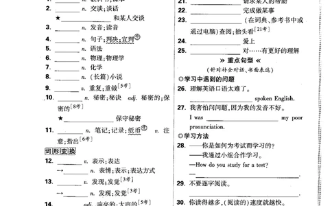 词汇默写与检测-九英_2026万唯系列预习复习_2026版初中《万唯情景题》与中考新考法9年级上册（英语）