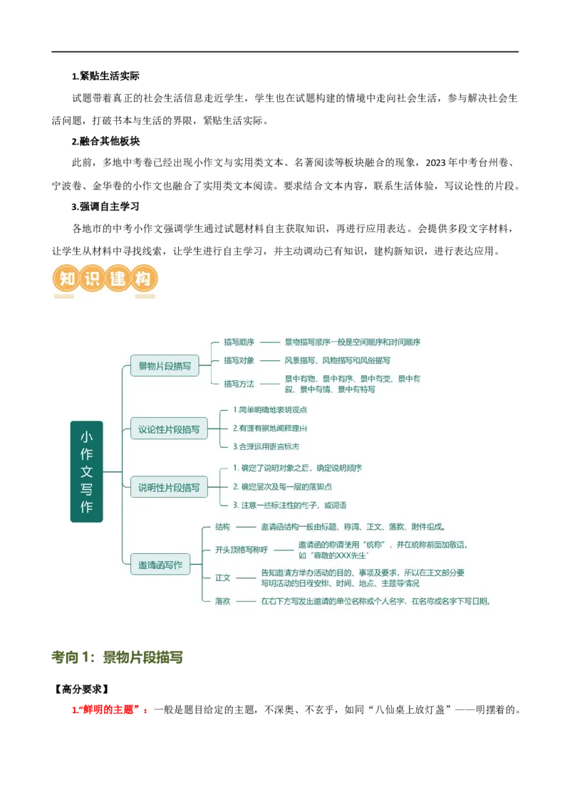 第39讲小作文写作（讲义）（全国通用）（原卷版）_120中考语文全套复习_中考语文复习总复习_一轮复习资料_完2024年中考语文一轮复习课件+讲义+练习（全国通用）