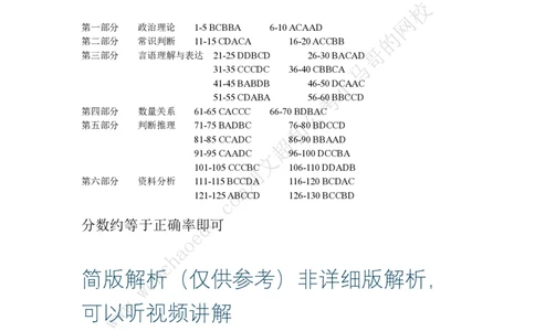 行测模拟卷第10套答案及简版解析&mdash;&mdash;文超教育_2026考公资料_（08）刘文超&威猛公考（阿里木江）_2025合集_最新2025年国考疯魔班刘文超&威猛公考⭐⭐⭐_讲义_行测模拟卷答案