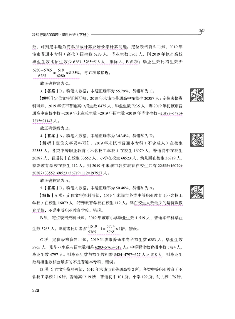 公务员考试辅导用书&middot;决战行测5000题资料分析（下册）2025版_26吉林考备考资料包_11省考刷题包_04决战行测5000题_行测5000题2024年6月版次
