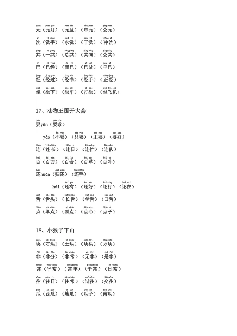 全册生字表组词(含注音声调全)_一年级上下册资料_一年级上语数英上下册学习资料_3-6-2、小学一年级语文下册_统编、部编、人教（语文全国统一只有一个版）_1、知识点总结_专项-字词句子