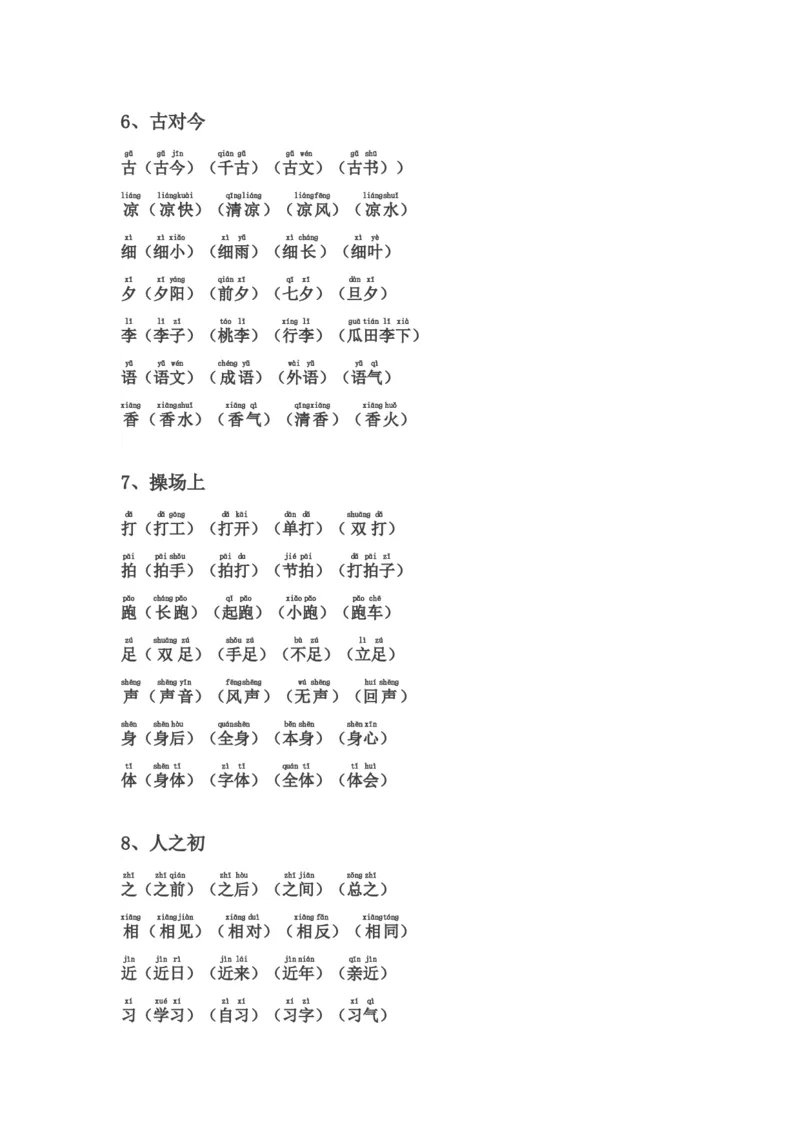 全册生字表组词(含注音声调全)_一年级上下册资料_一年级上语数英上下册学习资料_3-6-2、小学一年级语文下册_统编、部编、人教（语文全国统一只有一个版）_1、知识点总结_专项-字词句子