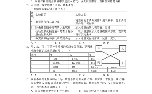 2019年天津市中考化学试题及答案_中考真题_5.化学中考真题2015-2024年_地区卷_天津中考化学2008--2022年