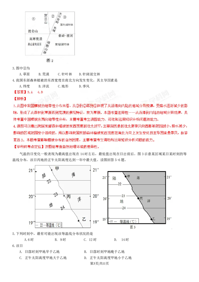 2013年高考地理试卷（山东）（解析卷）_1.高考2025全国各省真题+答案_01.2008-2024全国高考真题（按省份分类）_15.山东_2008-2024&middot;（山东）地理高考真题