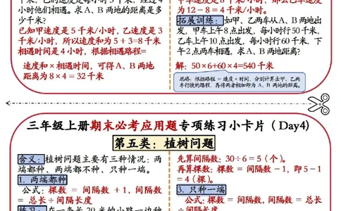 三上期末必考应用题专项训练小卡片_三年级上下册资料_三年级上册小红书同款资料_三年级(1)
