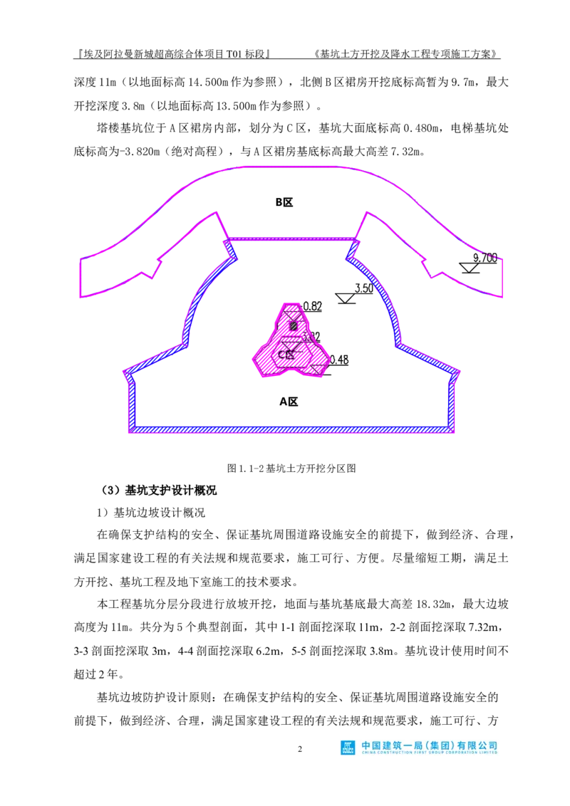 基坑土方开挖及降水工程专项施工方案_2021-2023年优秀施组方案_施工方案_埃及阿拉曼标志塔项目-基坑土方开挖及降水工程专项施工方案_1、施工方案