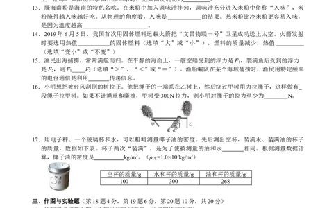2019年海南中考物理试题及答案_中考真题_4.物理中考真题2015-2024年_地区卷_海南中考物理08-21