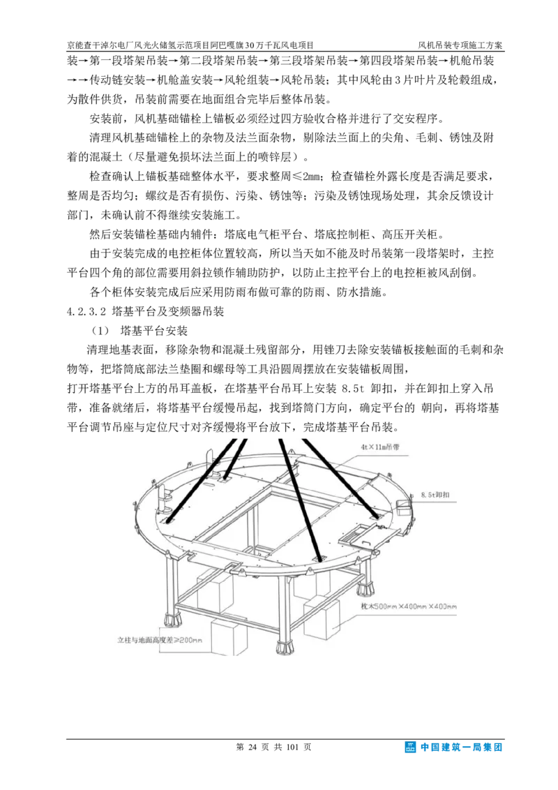 京能查干淖尔电厂风光火储氢示范项目风机吊装专项施工方案(最终)_2021-2023年优秀施组方案_施工方案_京能阿巴嘎旗30万千瓦风电项目风机吊装专项施工方案_1、施工方案