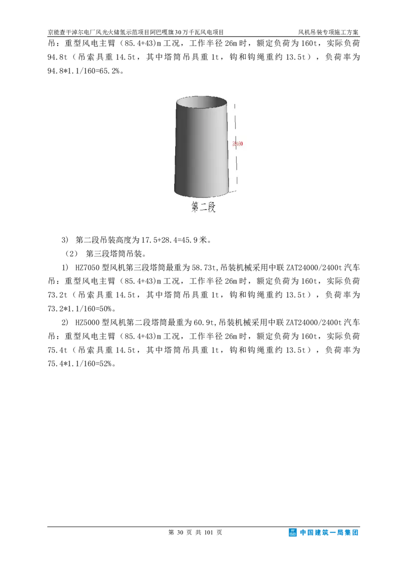 京能查干淖尔电厂风光火储氢示范项目风机吊装专项施工方案(最终)_2021-2023年优秀施组方案_施工方案_京能阿巴嘎旗30万千瓦风电项目风机吊装专项施工方案_1、施工方案