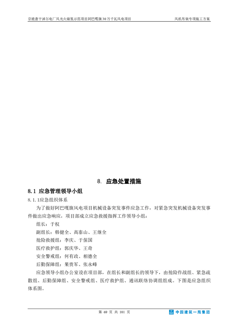 京能查干淖尔电厂风光火储氢示范项目风机吊装专项施工方案(最终)_2021-2023年优秀施组方案_施工方案_京能阿巴嘎旗30万千瓦风电项目风机吊装专项施工方案_1、施工方案