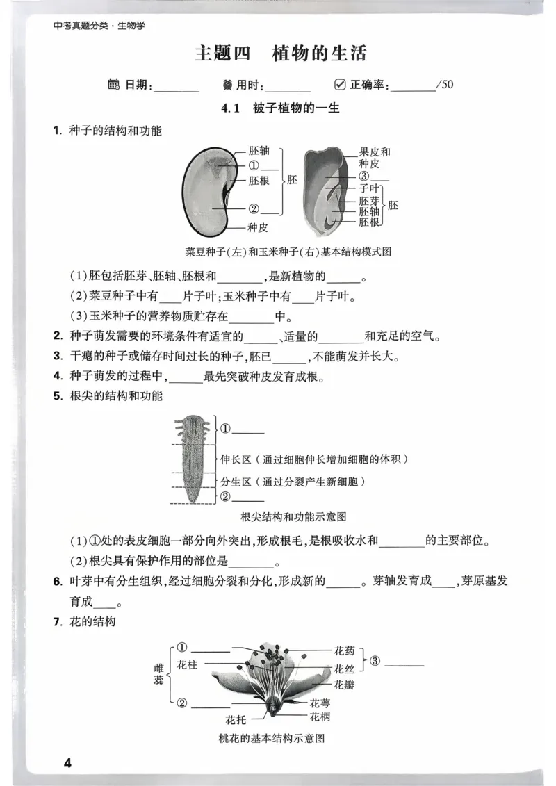 生物_默写通关_2026万唯系列预习复习_2026版初中《万唯》中考真题分类与新考法（语数外物历道生）_2026万唯中考生物分类与新考法