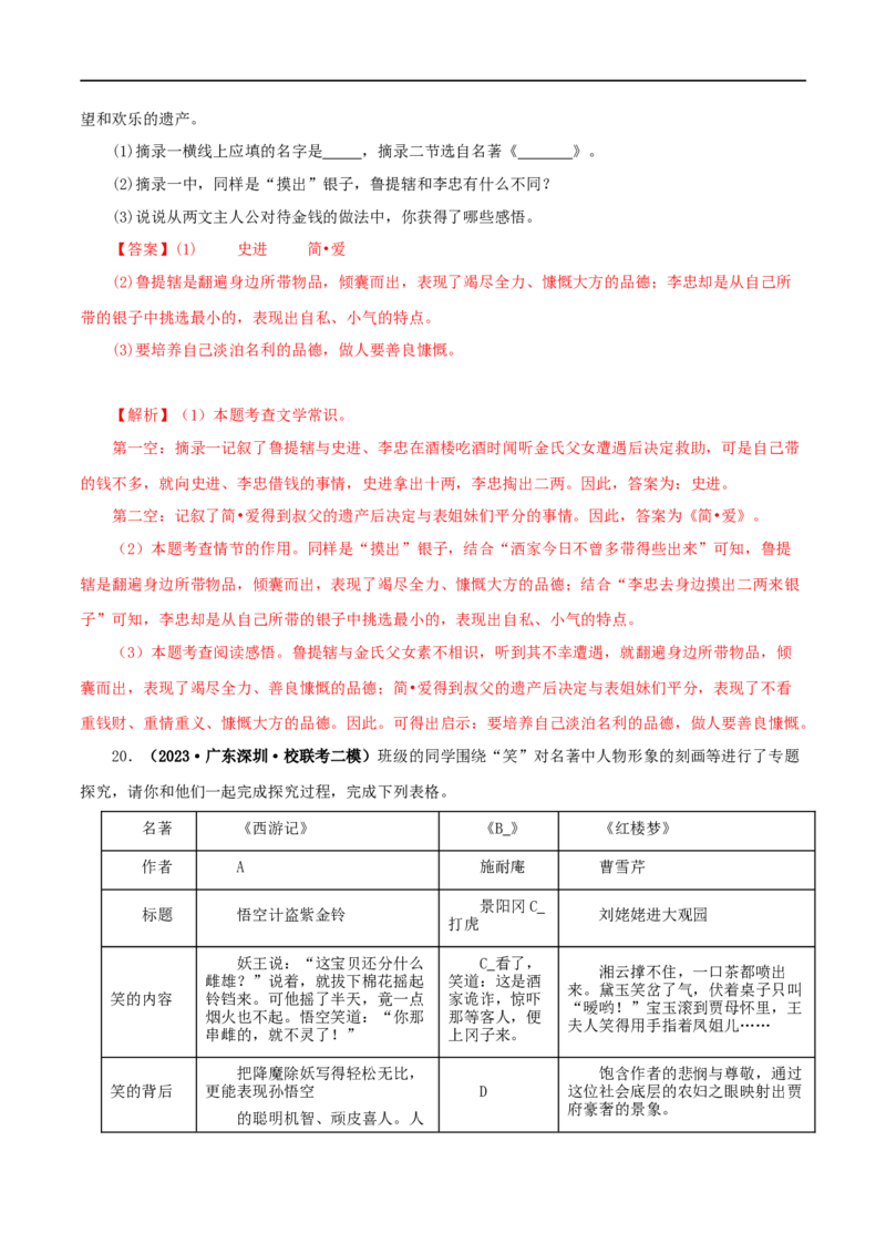 专题10《水浒传》真题精练（综合题）（解析版）_120中考语文全套复习_中考语文复习总复习_专项复习资料_完2024年中考语文名著阅读知识知识梳理+真题练习_答案解析版