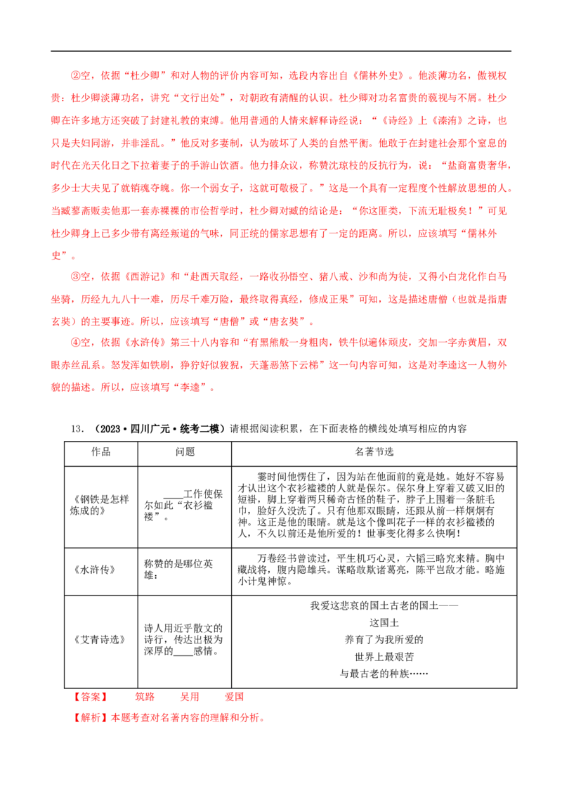 专题10《水浒传》真题精练（综合题）（解析版）_120中考语文全套复习_中考语文复习总复习_专项复习资料_完2024年中考语文名著阅读知识知识梳理+真题练习_答案解析版