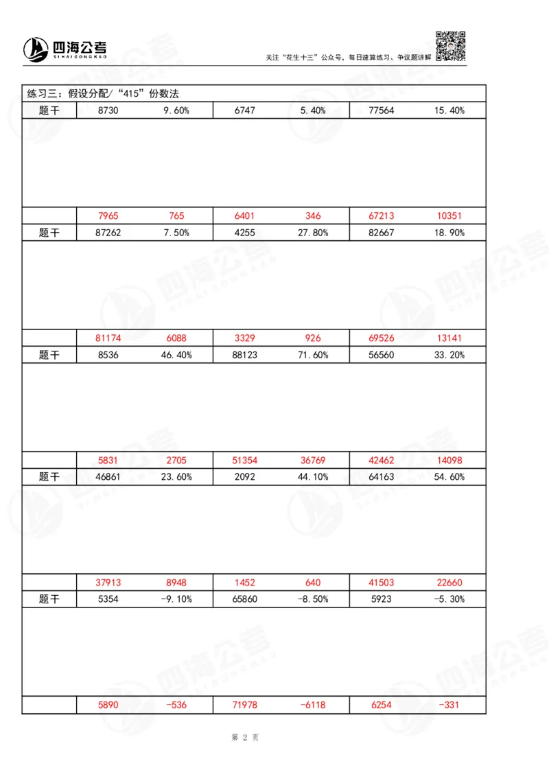 39期无过程版答案_2026考公资料_花生十三合集_（96）申论全勤全返、速算训练营、数量刷题营_速算训练营（39期-43期）_39期速算训练营