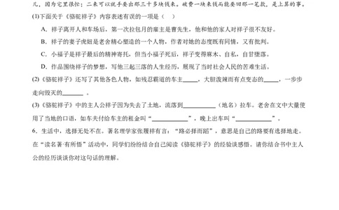 第36讲七年级名著导读梳理（练习）（全国通用）（原卷版）_120中考语文全套复习_中考语文复习总复习_一轮复习资料_完2024年中考语文一轮复习课件+讲义+练习（全国通用）