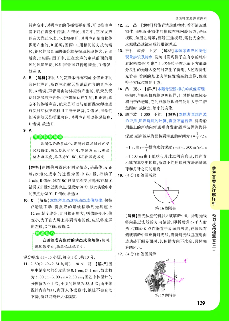 预习成果检测卷详解详析_2026万唯系列预习复习_2025版《万唯初中预习视频课》789年级上册多版本_2025版万唯初二预习视频课物理人教版上册_视频_答案详解详析_答案详解详析
