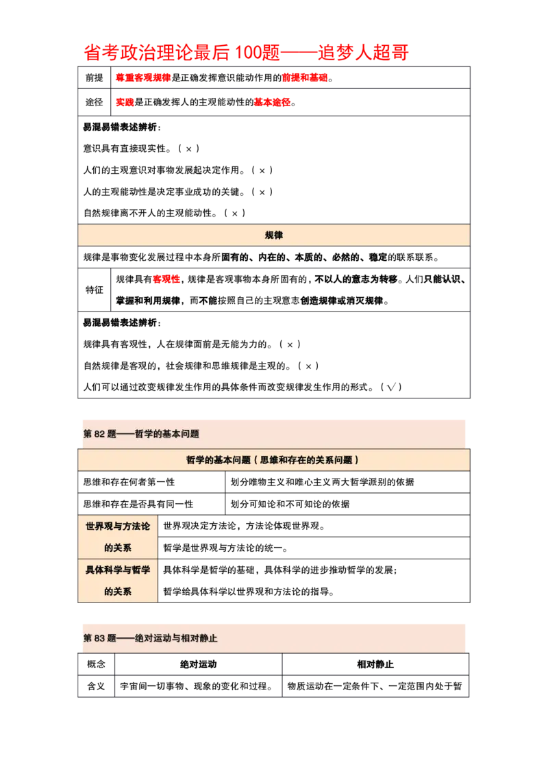 纯背诵版政治理论考前100题_2026考公资料_（05）超格_行测申论2025超格合集(行测&申论&政治理论)_政治理论2025超哥政治理论200题+100题CG