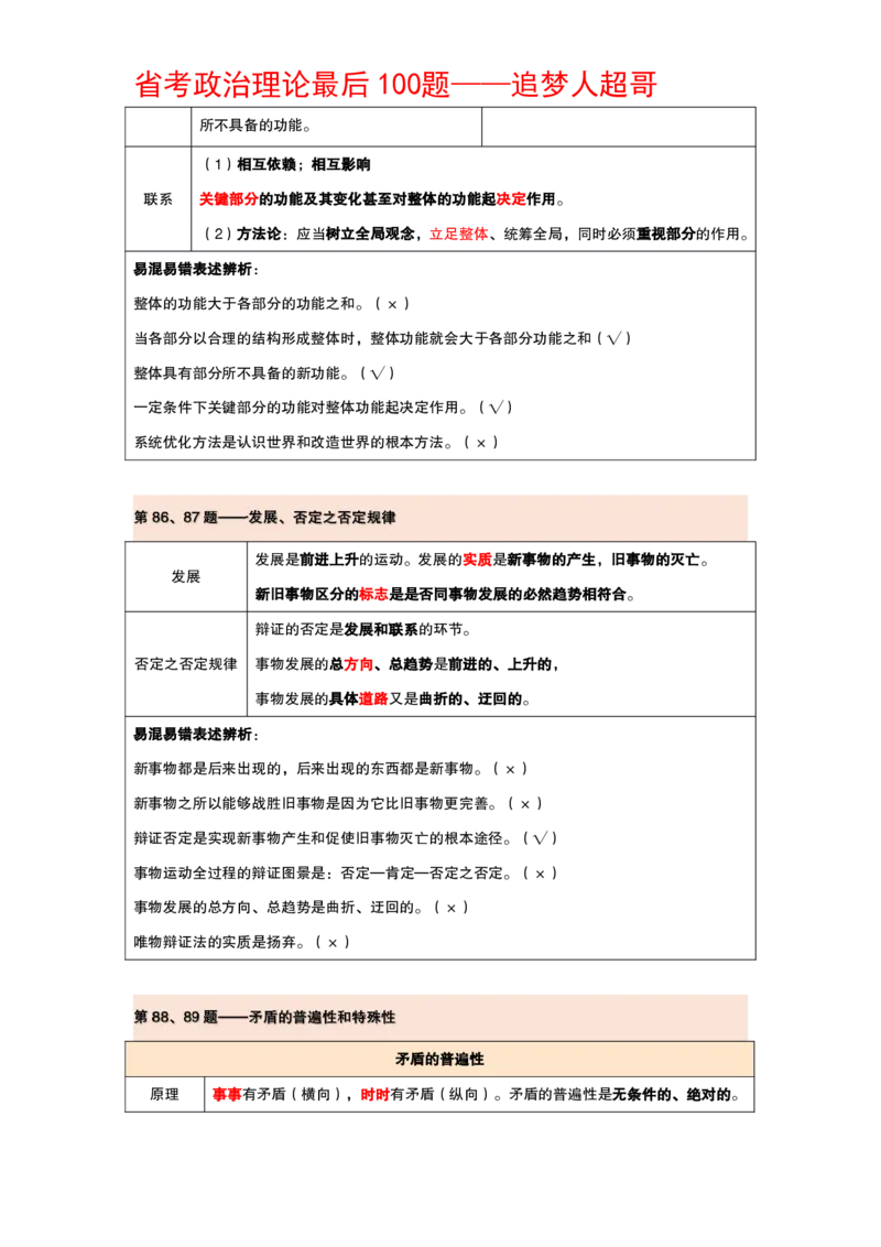 纯背诵版政治理论考前100题_2026考公资料_（05）超格_行测申论2025超格合集(行测&申论&政治理论)_政治理论2025超哥政治理论200题+100题CG