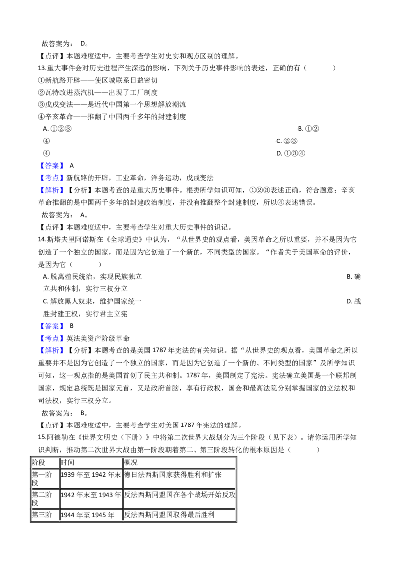 2019年浙江省台州市中考历史与社会&middot;道德与法治试题（word版，含解析）_中考真题_7.政治中考真题2015-2024年_地区卷_浙江省_台州中考社会政治历史10-21缺20