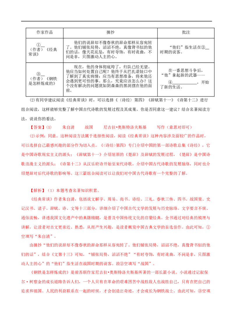 专题07《经典常谈》真题精练（综合题）（解析版）_120中考语文全套复习_中考语文复习总复习_专项复习资料_完2024年中考语文名著阅读知识知识梳理+真题练习_答案解析版