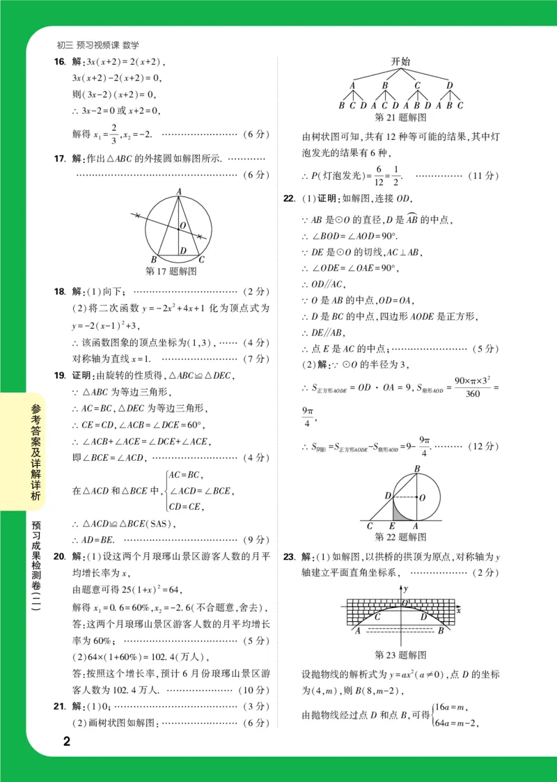 预习成果检测卷（二）_2026万唯系列预习复习_2025版《万唯初中预习视频课》789年级上册多版本_2025版万唯初三预习视频课数学人教版上册_2025版万唯初三预习视频课数学人教版上册_视频