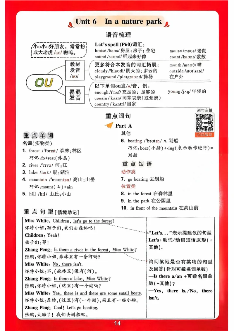 小白鸥情境题同步课时练PEP英语5年级上册：单元知识晨读晚记_2026万唯系列预习复习_2026版小学《万唯小白鸥情景题》3-6年级上册（数学、英语）（人教）