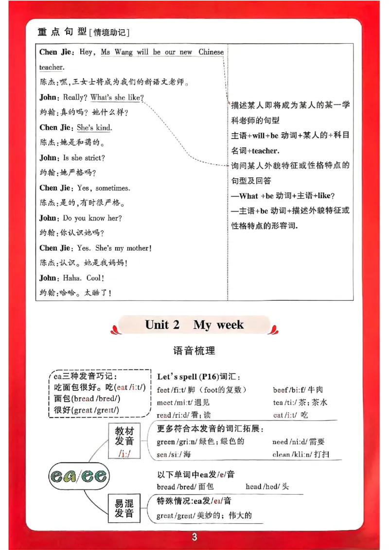 小白鸥情境题同步课时练PEP英语5年级上册：单元知识晨读晚记_2026万唯系列预习复习_2026版小学《万唯小白鸥情景题》3-6年级上册（数学、英语）（人教）